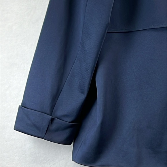Adrianna Papell Open Front Trench Jacket Sz L Navy 100% Polyester New With Tags - Picture 8 of 13